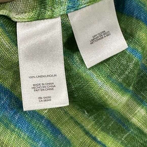 Jones New York Open Front Cardigan Long Sleeve Women M Green Exotic Linen - Picture 4 of 7